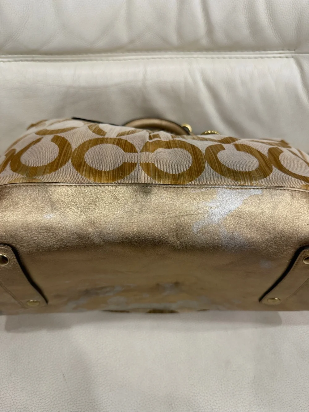 Coach Vintage Y2K Ashley Madison Metallic Gold Tan Satchel Purse Bag